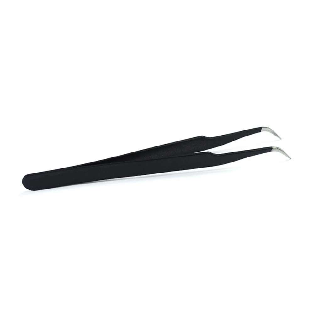 black Curved Антистатические пинцеты из нержавеющей стали, аксессуары для ногтей JS11 - Цвет: black Curved