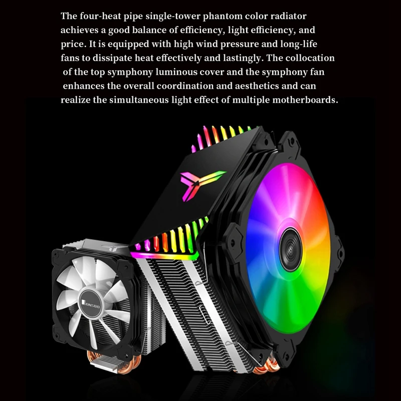 Jonsbo Cpu кулер 4 тепловые трубы башня радиатор 120 мм ШИМ 12 в синхронизация Rgb Led