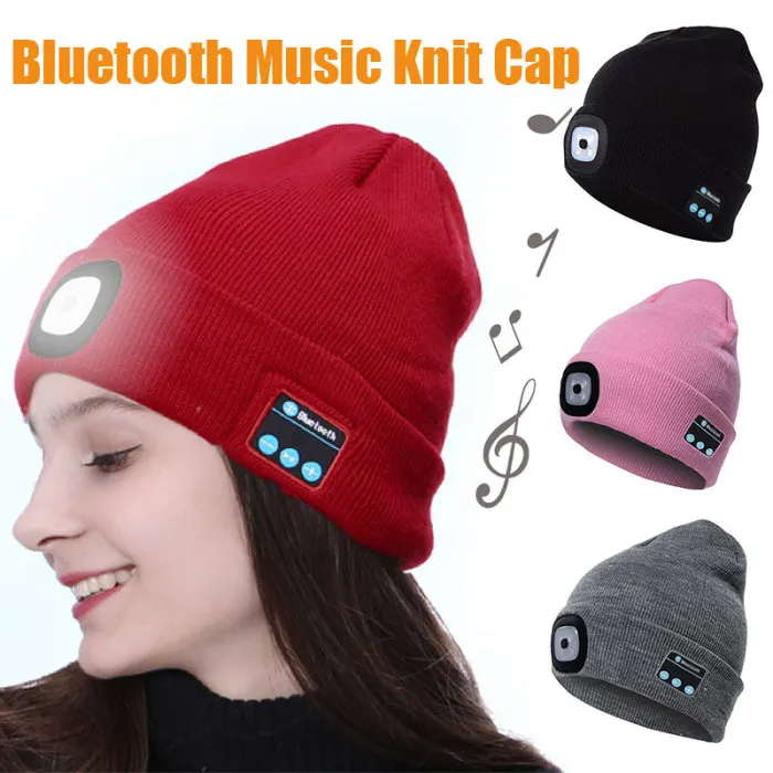 Bluetooth светодиодный вязаная шапка со встроенными стерео динамиками вязаная шапка для кемпинга бега рыбалки S66