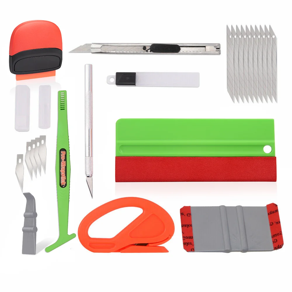 

FOSHIO Vinyl Wrapping Tools Kit Carbon Fiber Car Wrap Tool Magnet Film Squeegee Razor Scraper Cutter Car Window Tint Accessories