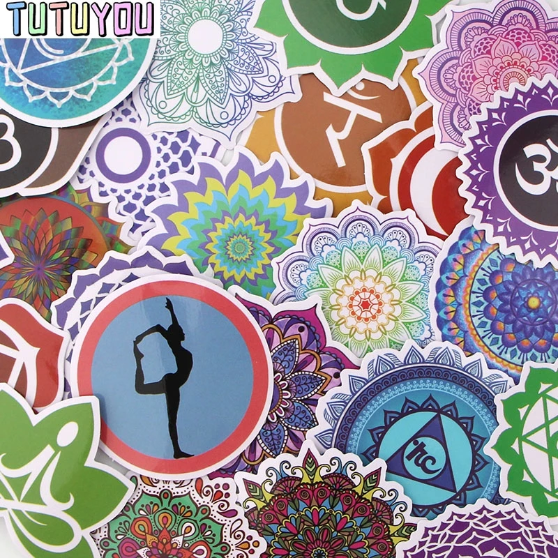 PC247 Yoga Mandala Sticker Waterproof For Laptop Moto Skateboard Luggage Guitar Furnitur Decal Toy Stickers Fashion Gifts