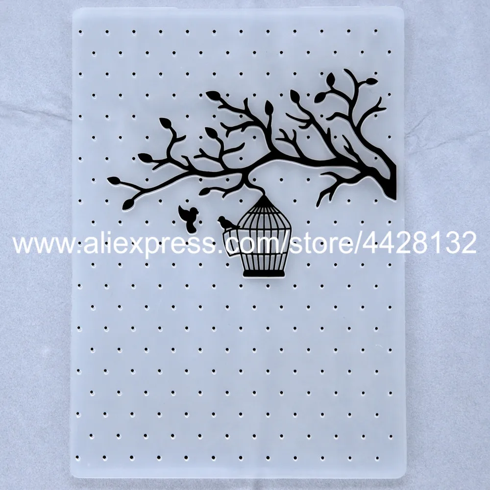 

Branch Birdcage Dots Plastic Embossing Folder For Scrapbook DIY Album Card Tool Plastic Template 10.4x14.6cm 9081655