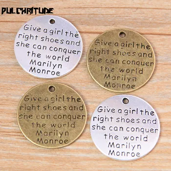 

4pcs 25mm Two Color Metal Zinc Alloy Round Letter Charms Fit Jewelry Medical Plant Pendant Makings