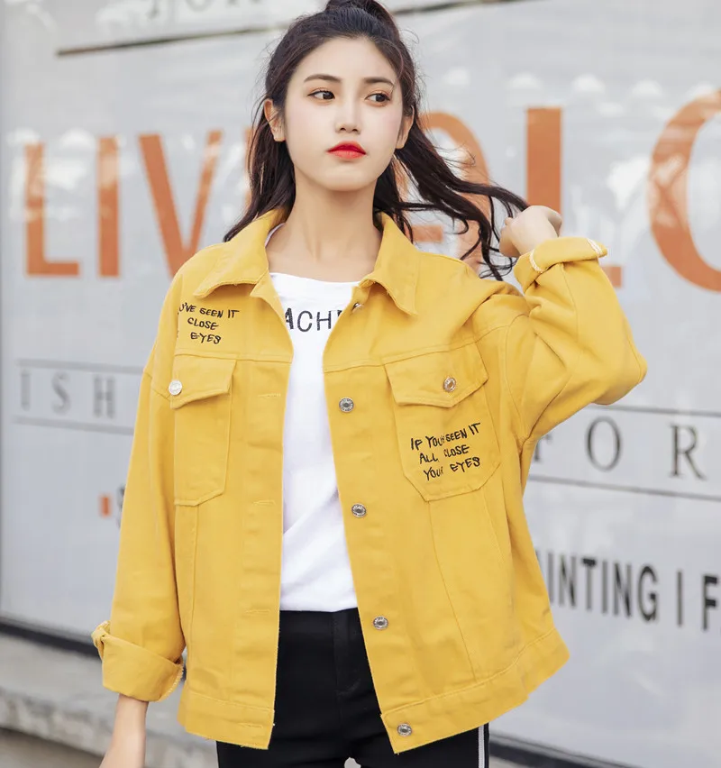 yellow denim jacket girls
