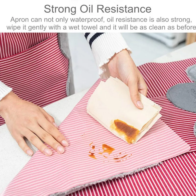 Stripe Cooking Kitchen Apron For Woman Men Household Adjustable Dress Apron With Pockets For Kitchen Baking Accessories