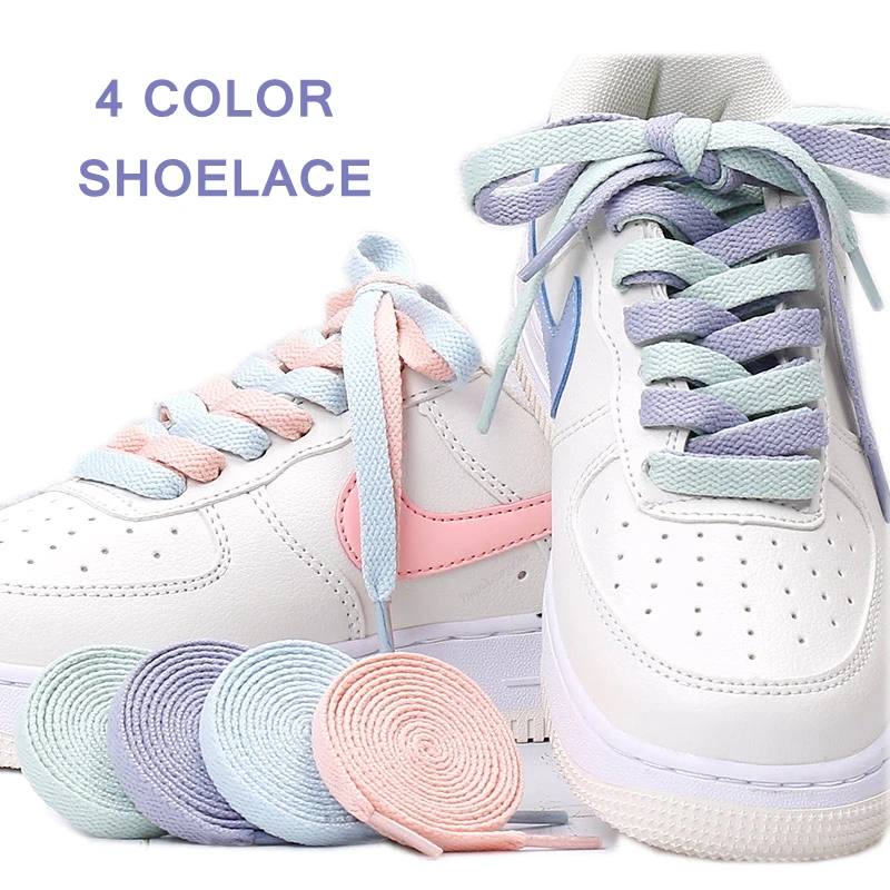 Cordones planos para zapatillas de AJ/AF, 1 par, cordones blancos para zapatillas, 4 colores