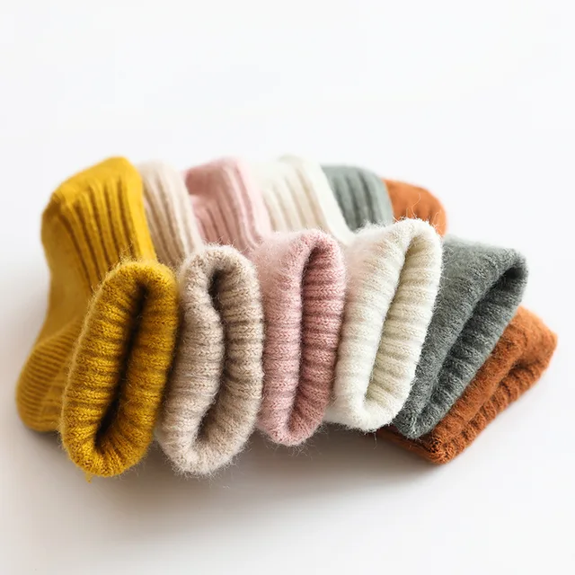 Winter Cotton Thicken Children's Socks Baby Kids Warm Tube Socks Toddler Boys Girls Solid Floor Stripes Socks Baby Cheap Stuff random