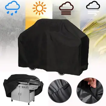

134X127X66cm Black Waterproof BBQ Cover BBQ Grill Cover Anti Dust Rain Gas Charcoal Barbeque Grill For Weber 7152 Grills