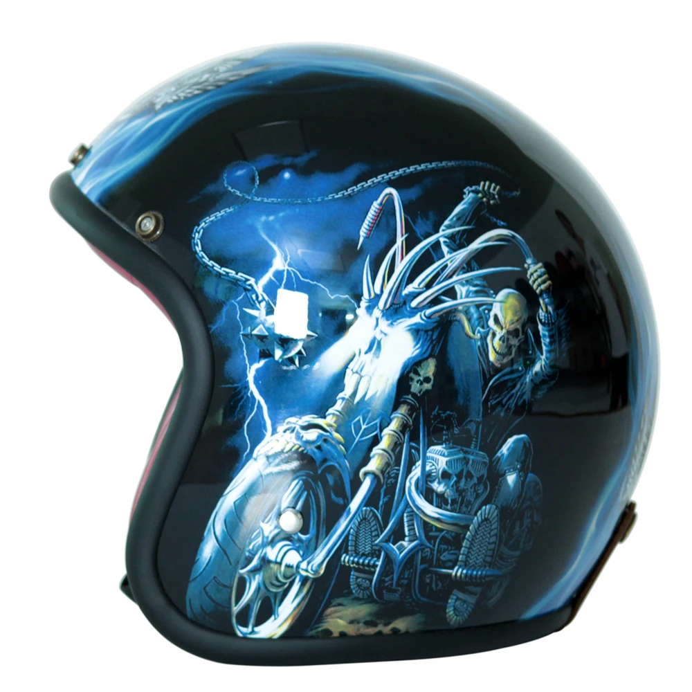 Новые точечные окрашенные мотоциклетные шлемы 3/4 с открытым лицом Ретро велосипед кафе шлем для гонщика скутера/круизера/чоппера езда головы носить XS-XXL - Цвет: MJH-08