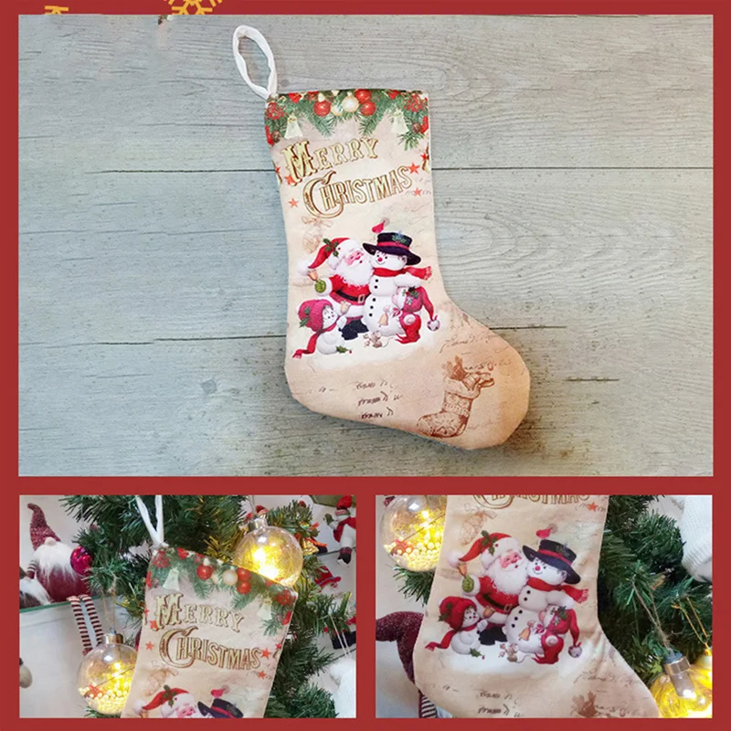 1 шт в виде рождественских чулков Xmas Tree Висячие украшения, сапоги кулон год конфетная сумка подарочные носки вечерние подарок для детей