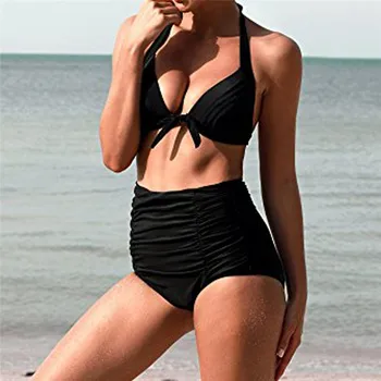 

Women High Waist Swimwear Swimuit Female Retro Beachewear off shoulder underwear set 40ag23