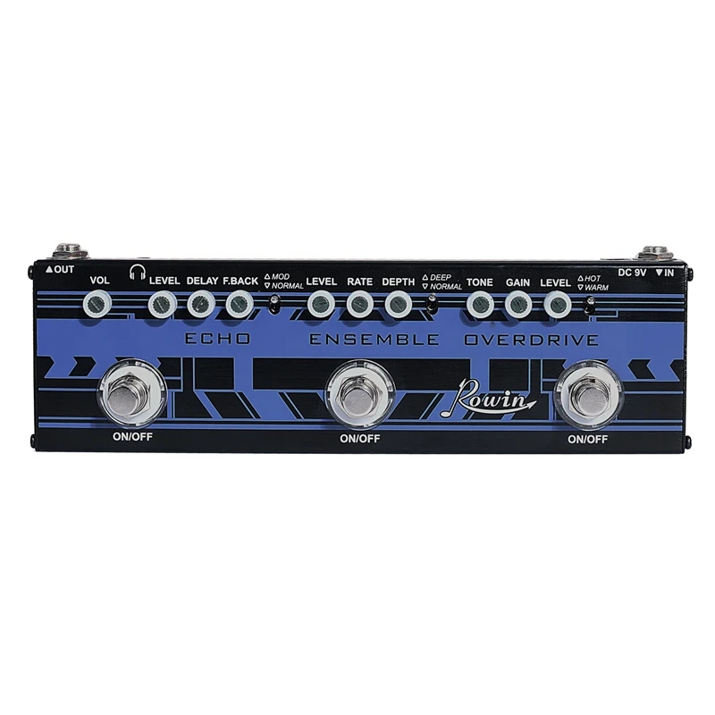 

Rowin DAP-2 Guitar Multi Effects Pedal 3In1 Echo + Ensemble + Overdrive True Bypass Function