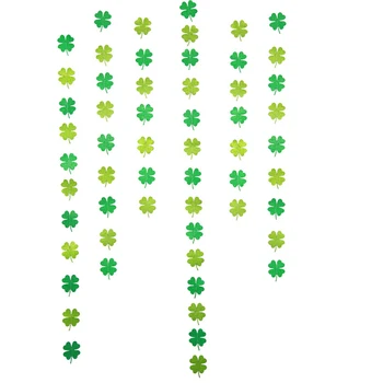 

1 Pc Garland Four Leaf Clover Shamrock Hanging Garland Ornament Flag Banner for St. Patricks Day Party Home Xmas