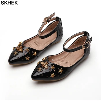 

SKHEK Hot Spring Rhinestone Big Girls Shoes with Flower Fashion Princess Slip-on Children Flat Shoes for Girls Shoes Size 26-38