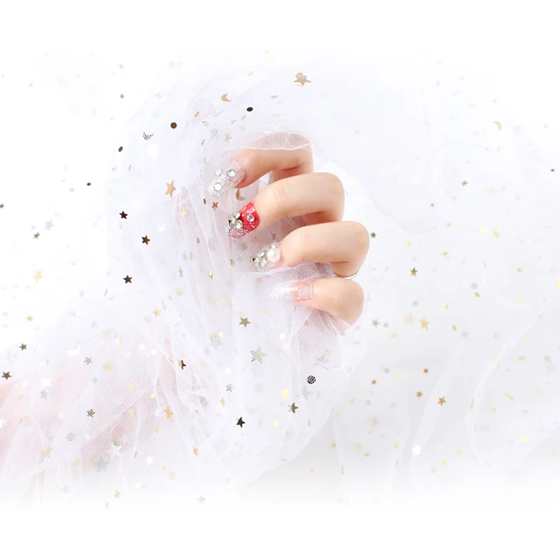 Блестящая Звезда мягкая сетка тюль ткань органза для москитной сетки свадебное