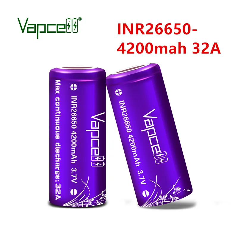 Оригинальный аккумулятор Vapcell 26650 4200 мАч 4300 32A перезаряжаемые литий ионные