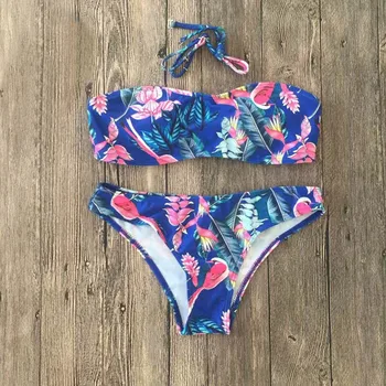

New Women Stylish Printed BathSuit Sets Sexy Sling Bow Tie Brazilian Low Waist Women's bathing suit Maillot de bain femme