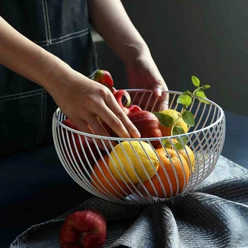 

2 Packs of Fruit Bread Basket Display Stand Two Packs,Modern Kitchen Fruit Bowl,Metal Wire Fruit Basket - Living Room,Kitchen,Co