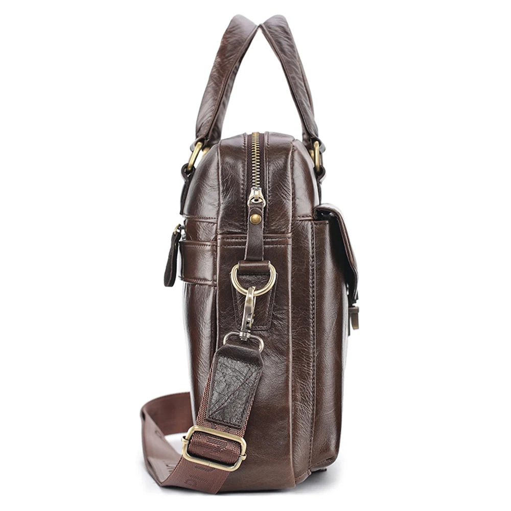 Men's Cow Leather Business Briefcase Computer Handbag For Work Cross Body Laptop Bag Office Soft Leather Big Bag