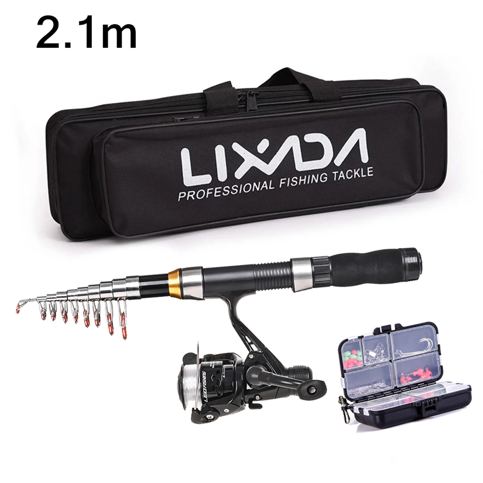 Lixada Spinning Rod and Reel Combos Portable 1.6m Telescopic Fishing Rod  Reel Baits Lure Set Full Kit with Storage Bag