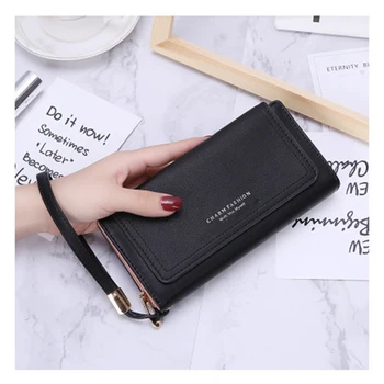 

New Simple Korean Fashion Ms. Zip 3-fold Wallet Card Holder Phone Bag Ladies Handbag Luxury Brand Leather Wallet