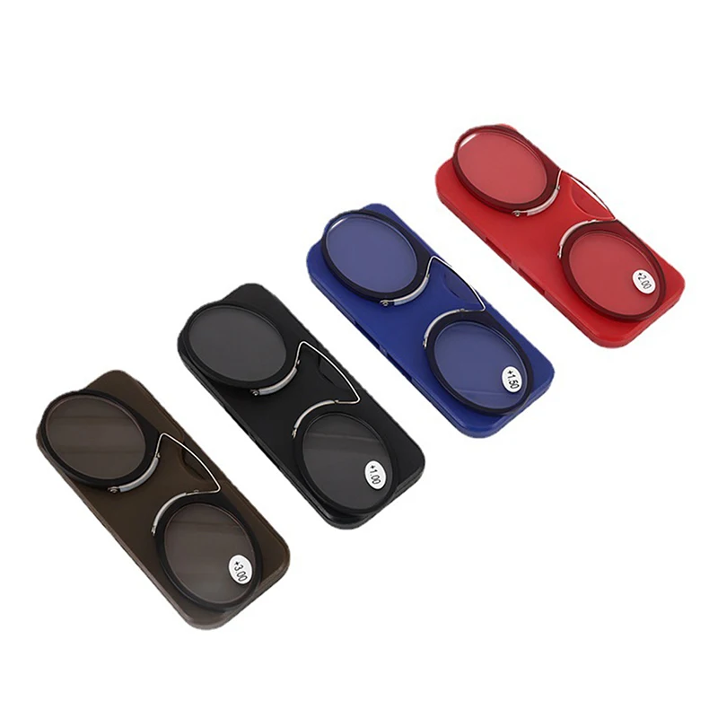 

Stick On Phone MINI Clip Nose Bridge Reading Glasses 1.0 To 2.5 Portable Presbyopic Glasses With Case