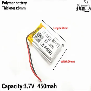 

Good Qulity 3.7V,450mAH,802030 Polymer lithium ion / Li-ion battery for TOY,POWER BANK,GPS,mp3,mp4