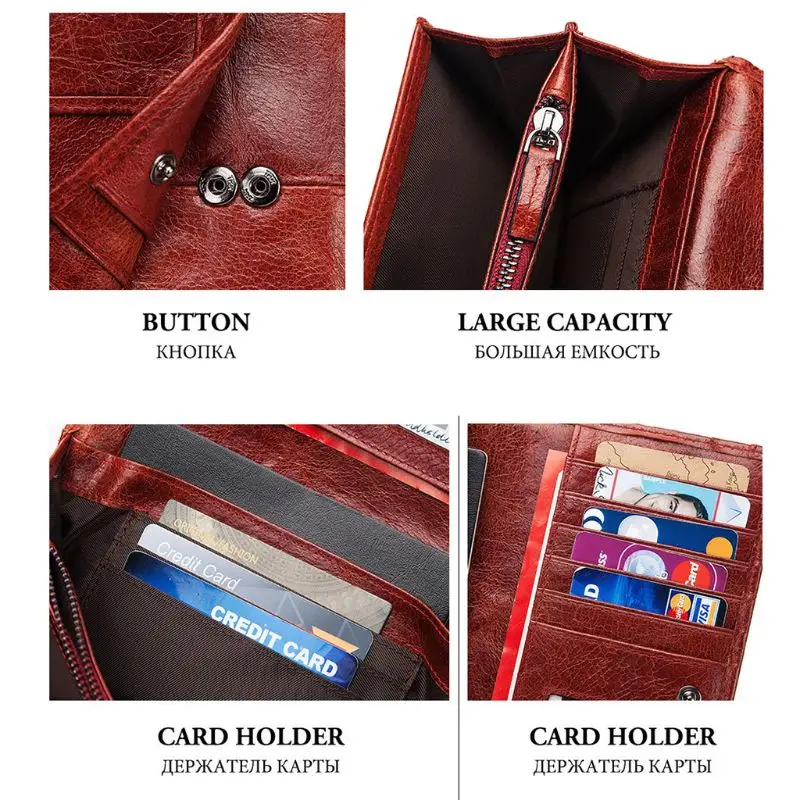 Women Ladies Genuine Leather Wallet Long RFID Purse Card Phone Holder Case Clutch Handbag