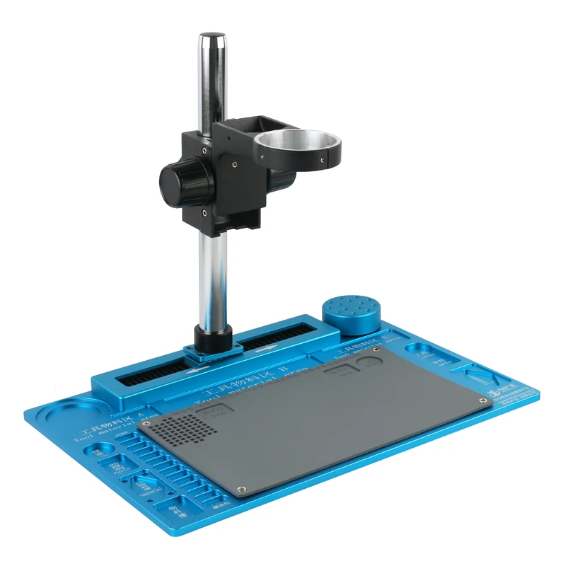 US $123.19 Multifunction Microscope Stand Aluminum Alloy Unversal Sliding Maintenance Platform Table With 76mm Diameter Holder