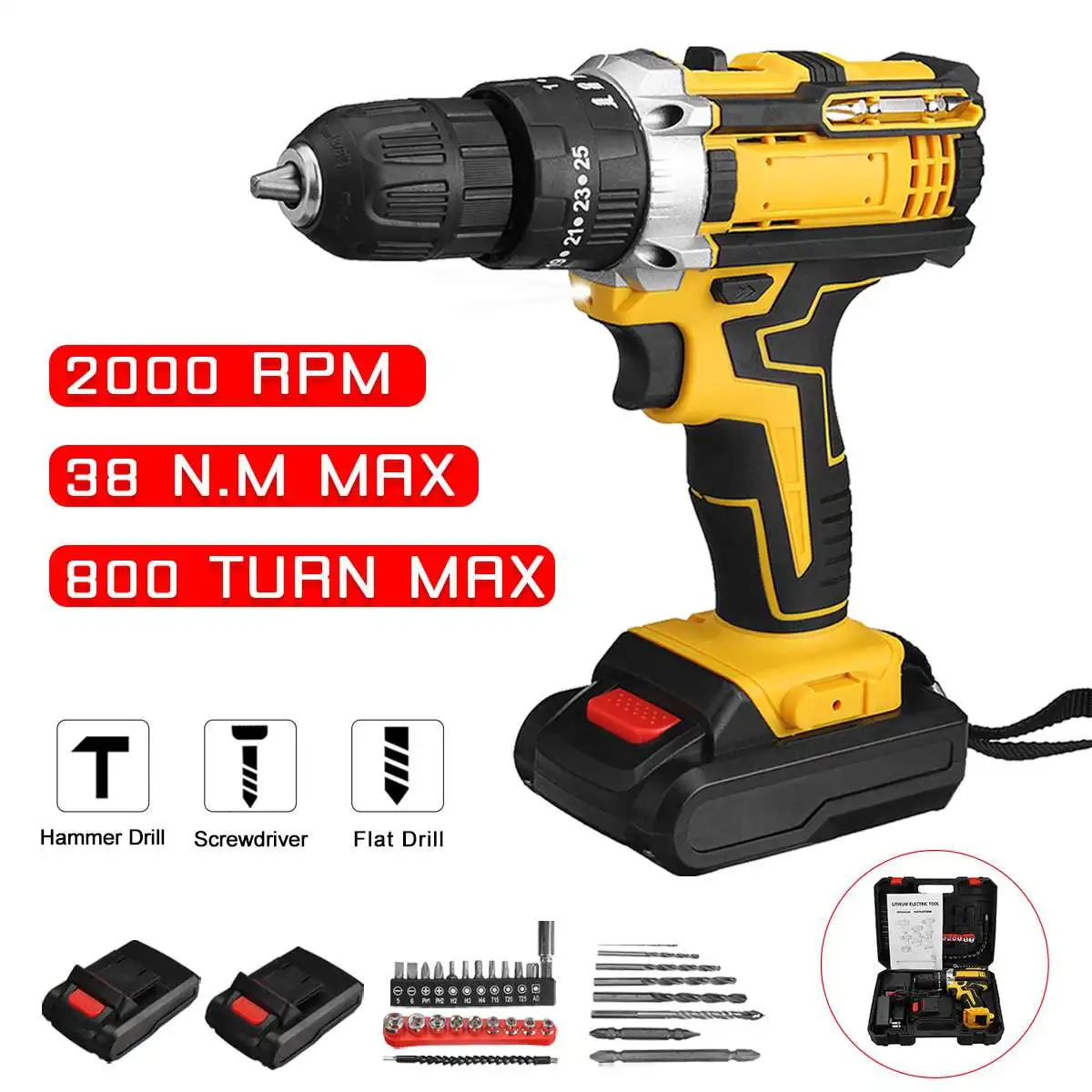 New 21V Impact Electric Drill Variable Speed Impact Electric