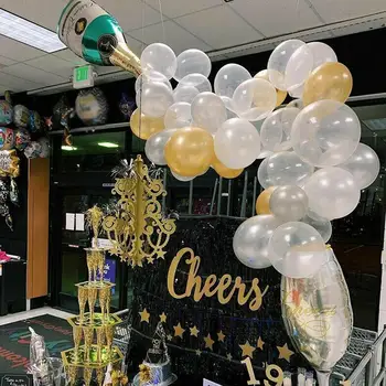 

Champagne Bottle Aluminum Film Balloon Set Baby Shower Birthday Balloon Wedding Party Latex Decoration Cocktail Party Ballo U6V8