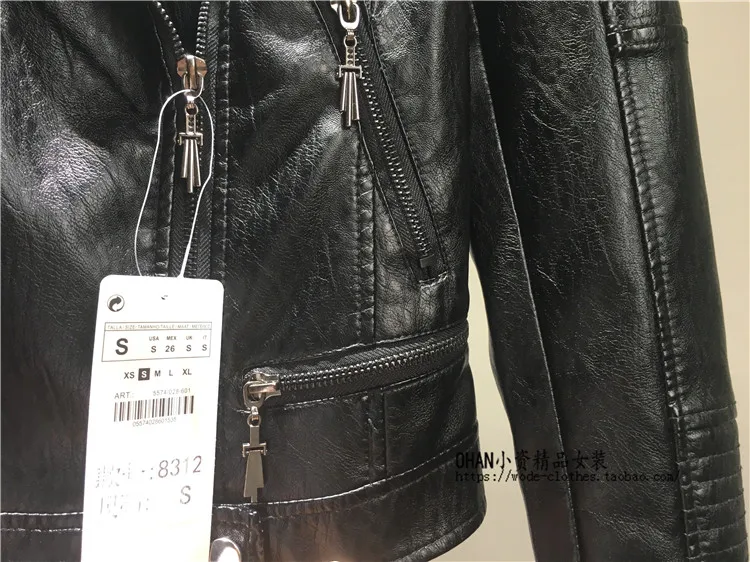 Women PU Leather Jacket Metal Bright Face Leather Coat Female Autumn New Soft Faux Leather Motorcycle Jacket Slim Short Coat