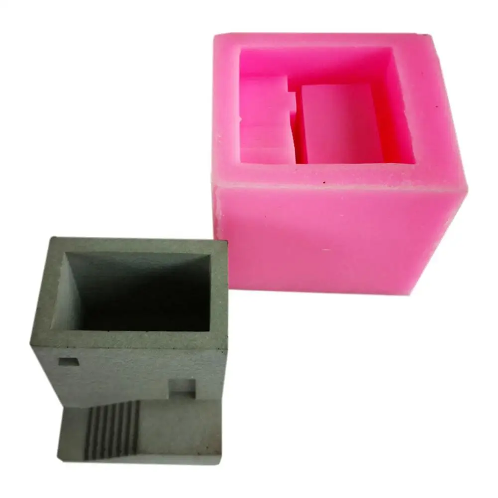 Small House Stairs Shaped Cement Pots Silicone Mold Nordic Style Stairs Type Flower Vase Mould