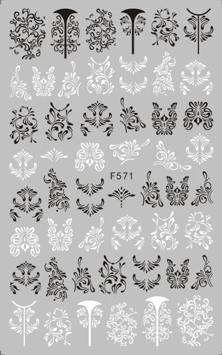 1 лист 3D супертонкие черные Русские наклейки для ногтей с буквенным принтом цветные наклейки для ногтей с животными художественные украшения сделай сам - Цвет: F571