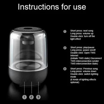 

2020 New USB Mini Transparent And Convenient Wireless Bluetooth Speaker Audio Card Colorful Light Audio