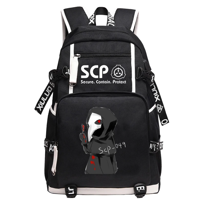 SCP Foundation рюкзак черный рюкзак мультфильм школьные сумки для подростков дети SCP путешествия рюкзак USB ноутбук сумки через плечо - Цвет: 3