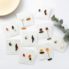 MENGJIQIAO корейские новые винтажные красочные Геометрическая Асимметрия Длинные висячие серьги для женщин Висячие глазури Pendientes Ювелирные изделия Подарки