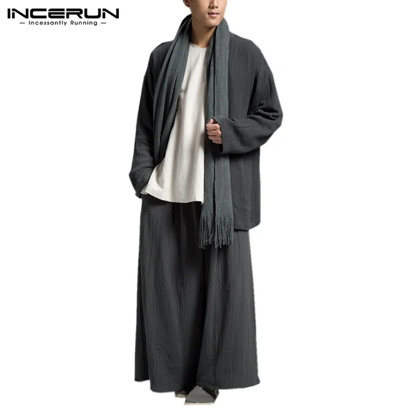 Men Suits Leg-Pants Men-Sets Chinese-Style Shirts Streetwear INCERUN Casual 2pieces Wide
