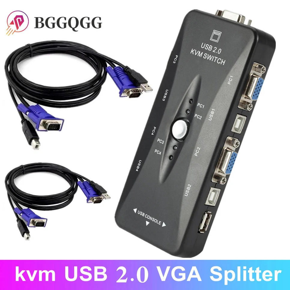 Квм-консоль с 4 портами USB 2 0 VGA сплиттер принтер мышь клавиатура флеш-накопитель