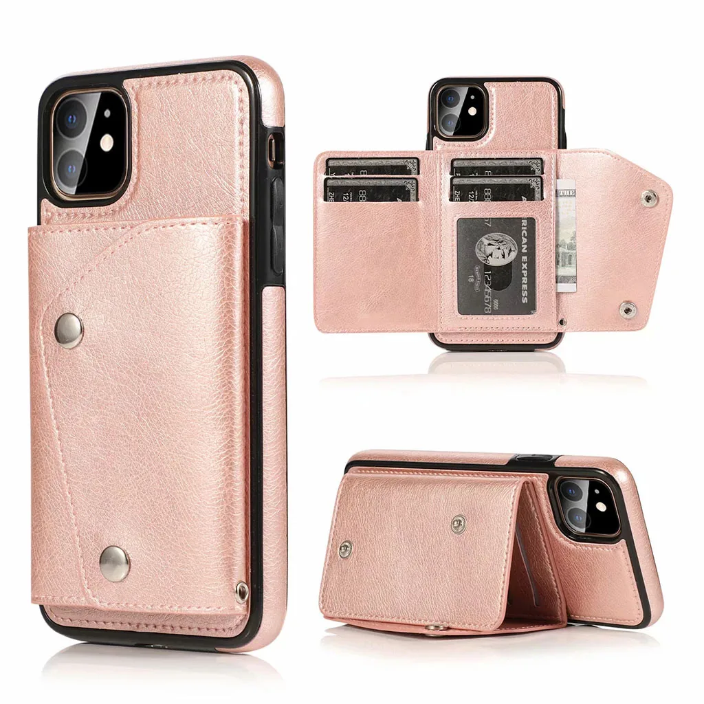Ретро Чехол из ПУ кожи для IPhone 11 6,1 дюймов, защитный кожаный чехол-кошелек, чехол с подставкой и отделением для карт