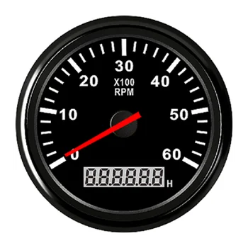 

3-8K RPM Tachometer with LCD Hourmeter Red Backlight Tacho Meter For Car Boat 12V/24V For Car Boat Yacht