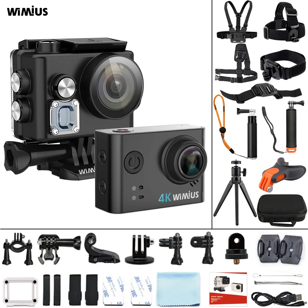 

WIMIUS Sport Action Camera 4K 12MP Ultra HD 170D WIFI Action Cameras 30M Underwater Waterproof Diving Helmet Video Recording Cam