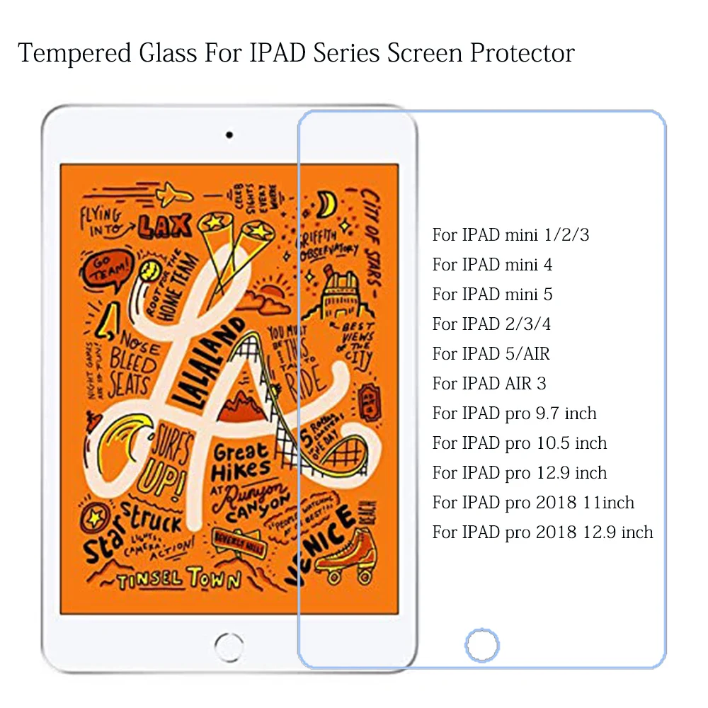 

Tempered Glass For Apple iPad Air Mini 1 2 3 4 5 Pro 9.7 10.5 11 Inch 2019 For iPad Air3 Mini5 Screen Protector Film