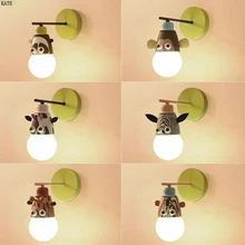 Скандинавский современный мультфильм малыш настенный светильник детская спальня освещение Новинка Животное Мультфильм светодиодный детский прикроватный настенный светильник