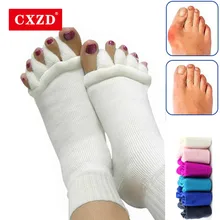 CXZD женские разделители для пальцев ноги, носки, корректор вальгусной деформации, регулировщик буйона, уход за ногами, ортопедический выпрямитель, носки для педикюра