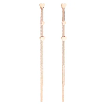 

JIOROMY 2020 Elegant Korean Fashion Jewelry Titanium Steel Earrings For Women Dangle Hearts Long Tassels Drop Earring