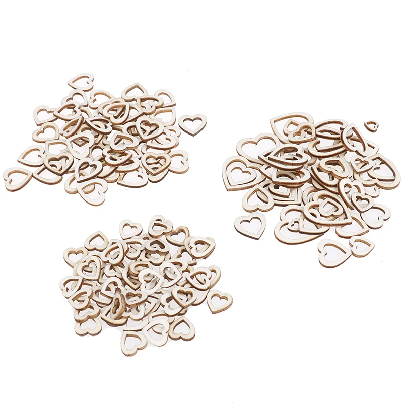

Wooden Mixed Hollowed Heart For Arts Scrapbooking Embellishments Crafts DIY Handicraft Decoration Wedding Decor 50pcs