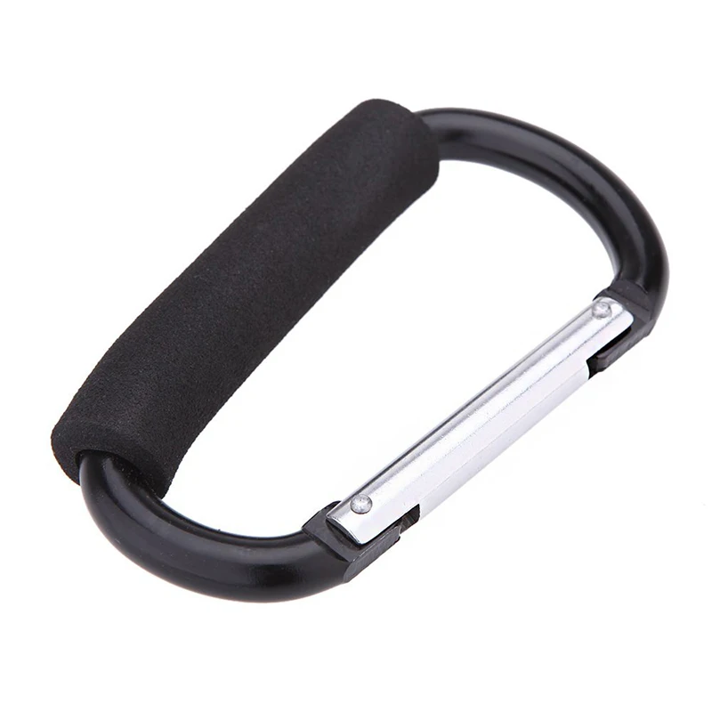 

14 cm large D shape aluminum alloy carabiner soft handle shopping hook camp hook outdoor key holder black