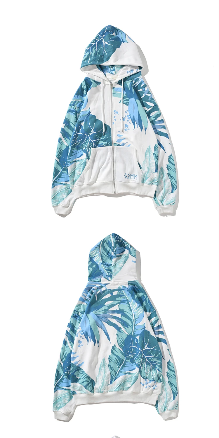 Hip Hop Banana leaf Hoodies Mens Autumn Casual Pullover Sweats Hoodie Male Fashion Skateboards zipper Sweatshirts