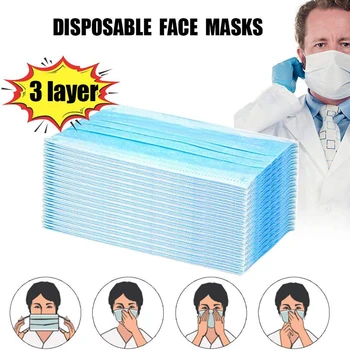 

50PCS High Quality Mask Earloop Face Mouth Masks Three-layer Protective Mask Anti-pollution Mask Anti-dust Mask